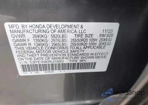 2024 Acura Mdx Technology Package z USA, uszkodzony, nr VIN 5J8YE1H40RL015662